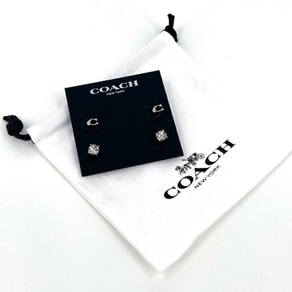 Coach Signature C Stud Earrings Set of Two • NWT - Picture 1 of 9